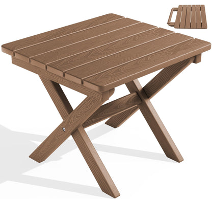 SERWALL Small Folding Side Table, HDPE Outdoor End Table, Coffee