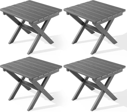 SERWALL Small Folding Side Table, HDPE Outdoor End Table, Coffee
