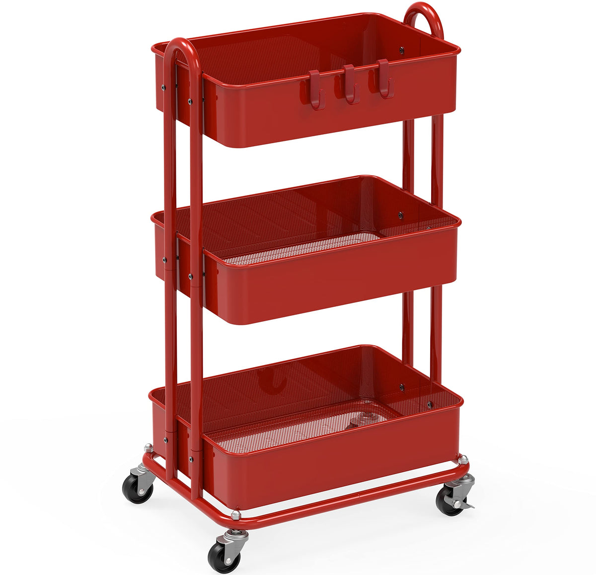 Simple Houseware 3-Tier Heavy Duty Metal Utility Rolling Cart, Navy