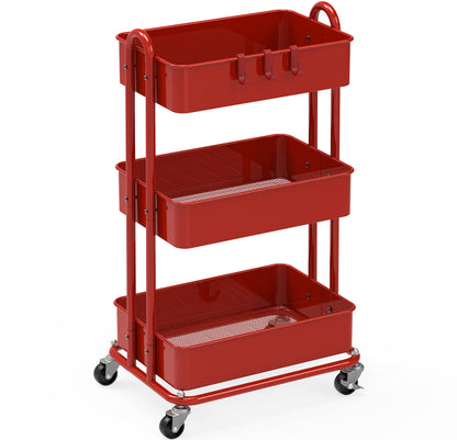Simple Houseware 3-Tier Heavy Duty Metal Utility Rolling Cart, Navy