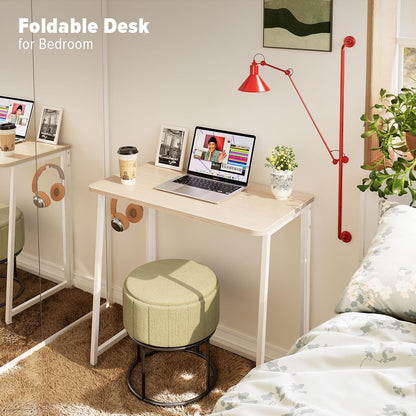 WOHOMO Folding Desk, 31.5" Foldable Computer Table for Small Spaces, Oak