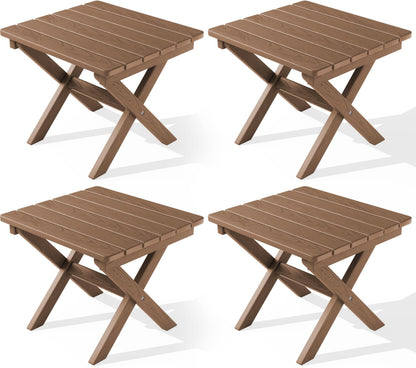 SERWALL Small Folding Side Table, HDPE Outdoor End Table, Coffee